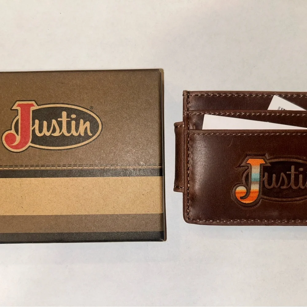 Justin Boots Brown Leather Card Holder